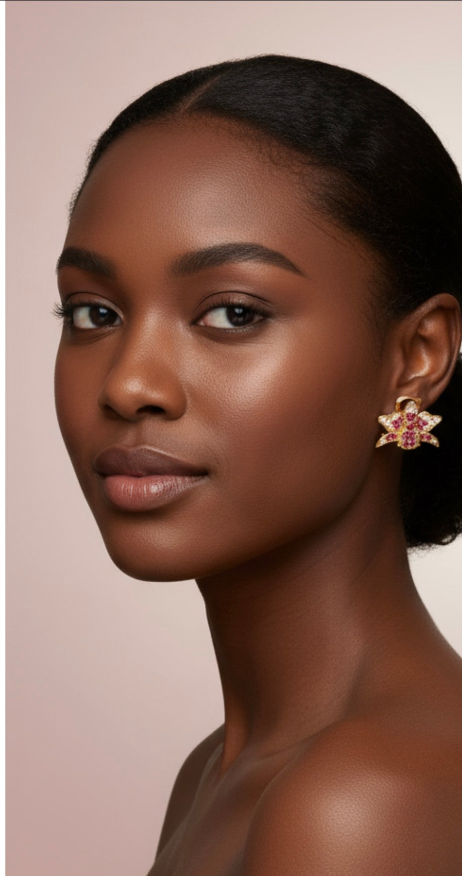 Shimmer Me Cattleya Huggie Stud • Pink Splash Cattleya Earrings