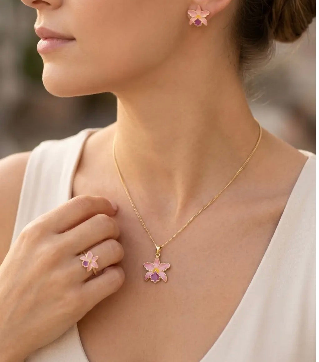 La Colombiana Inspired Collection: Cattleya TrianaePink Sian Orchid Jewelry