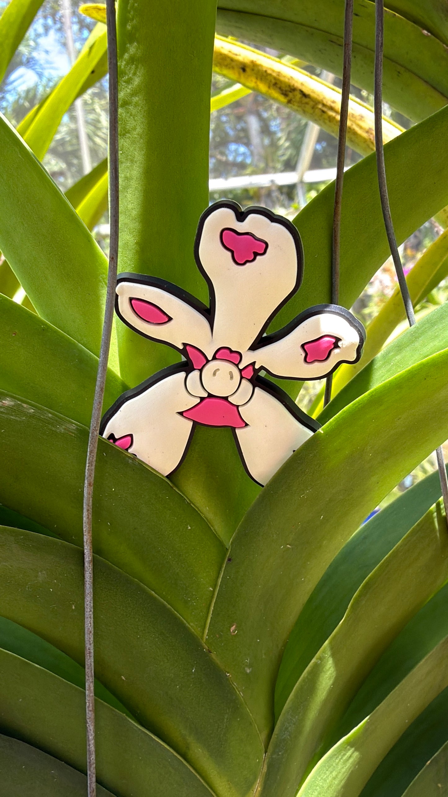 Vanda White Orchid Flower Charm for Beach Bag