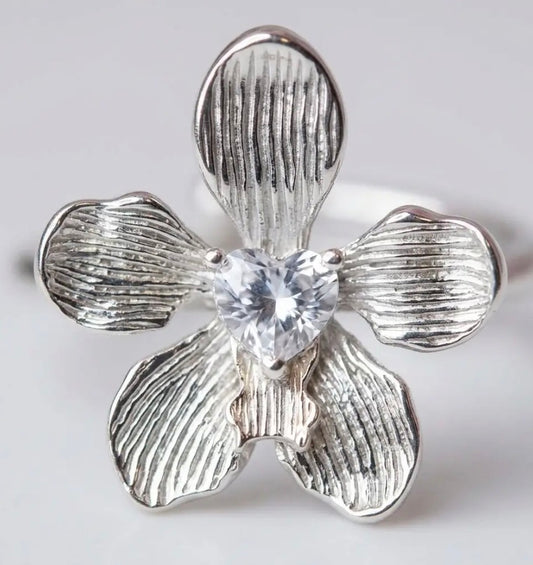 Vanda Loke Collection: Orchid Ring • Heart Labellum- White Gold