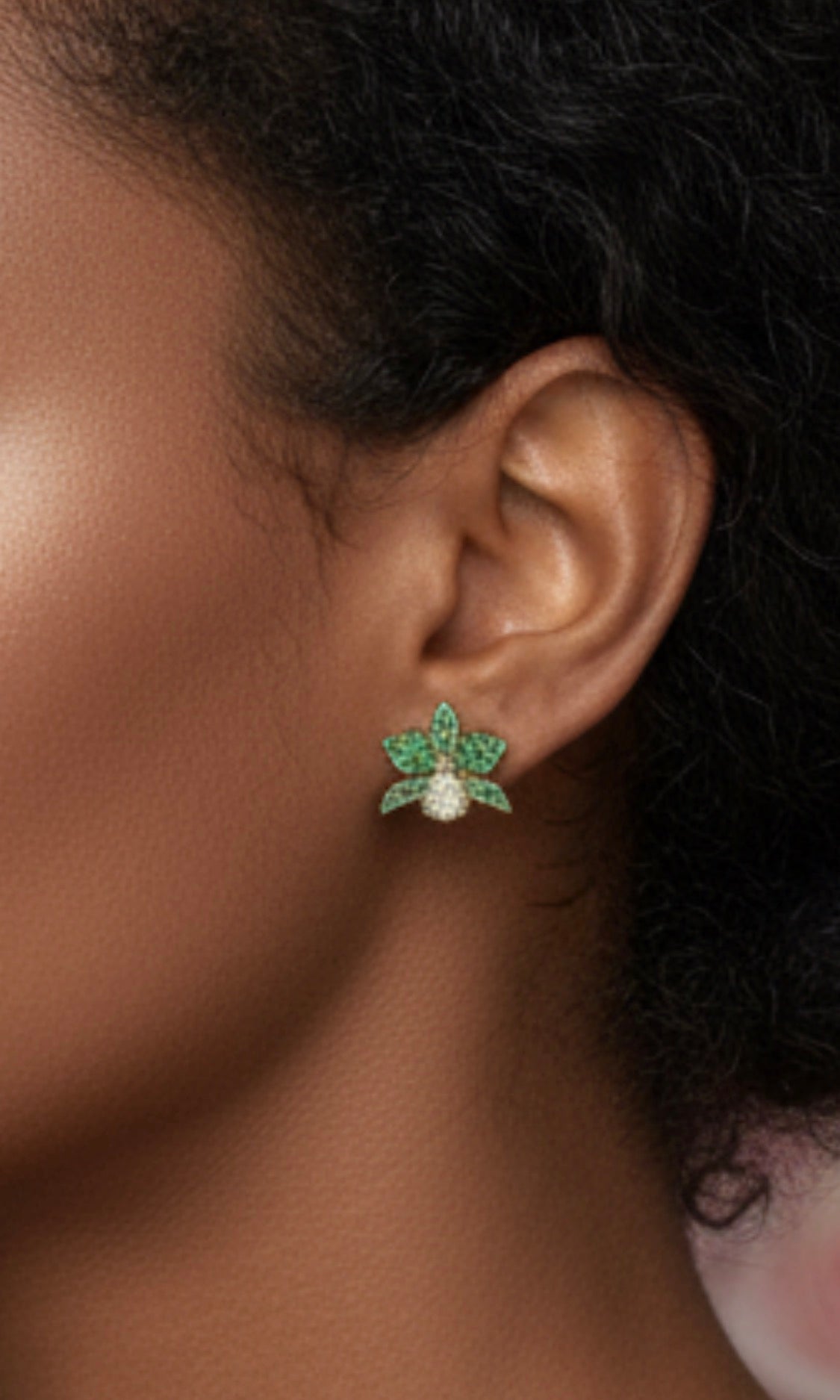 Shimmer Me Cattleya Huggie Stud • Blue Saphire Cattleya Earrings