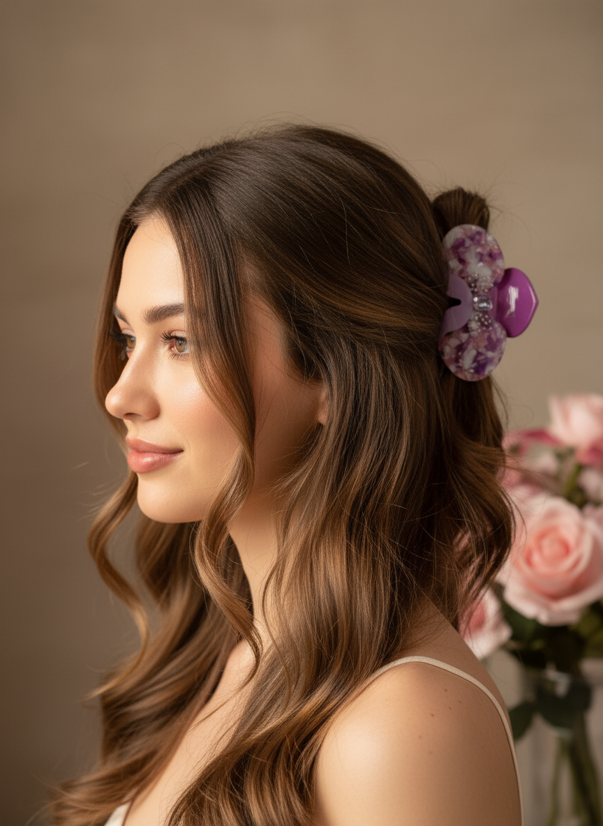 Orchid Hair Claw • Purple Phalaenopsis Orchid Hair Clip