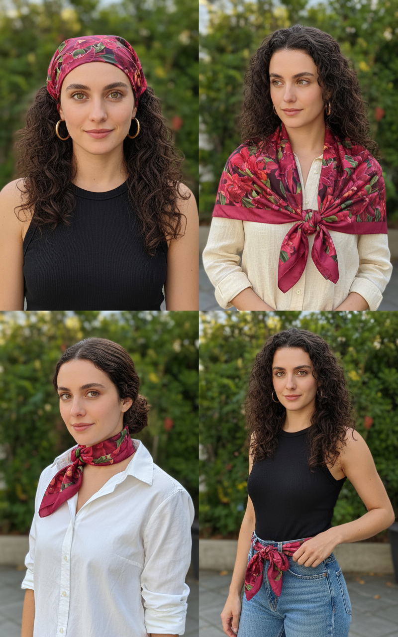 Orchidique Red- Black Orchid Blooms Scarf