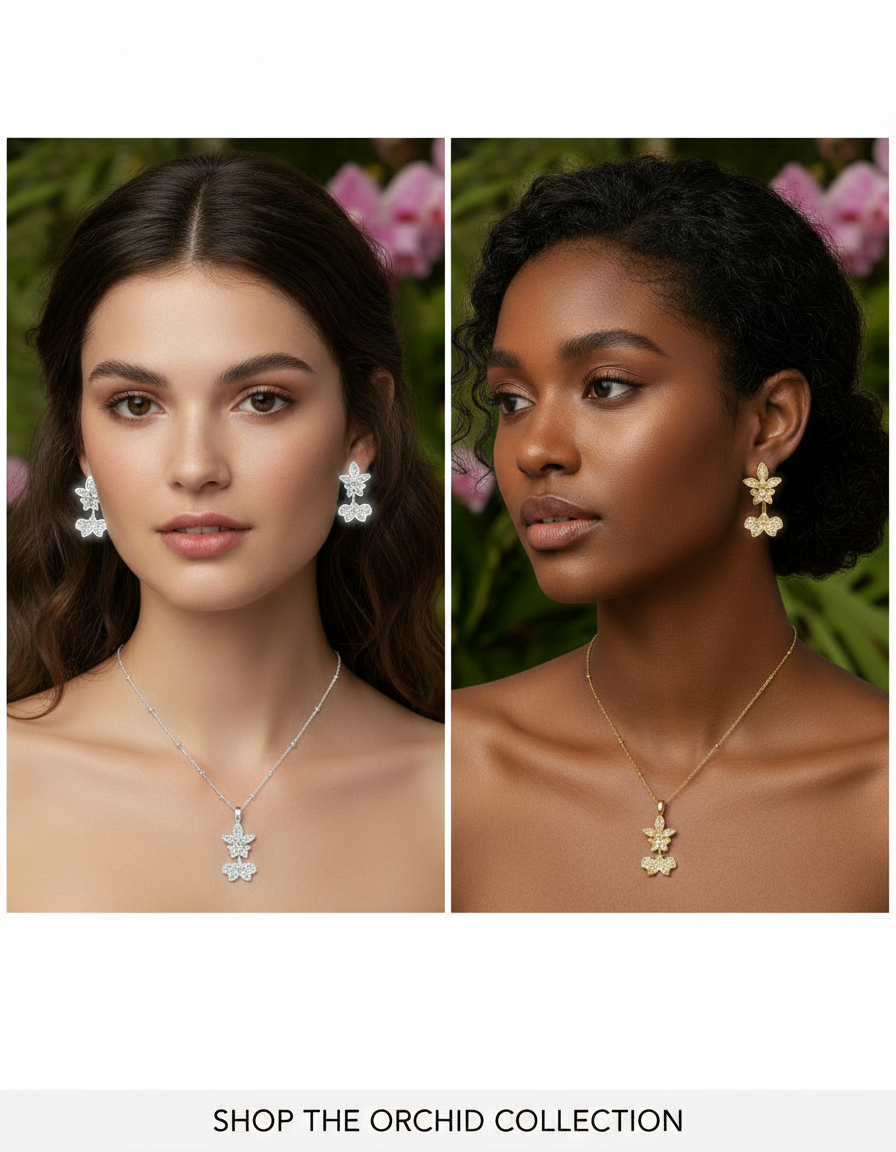 Tolumnia Orchid Pendant with Beaded Adjustable Chain