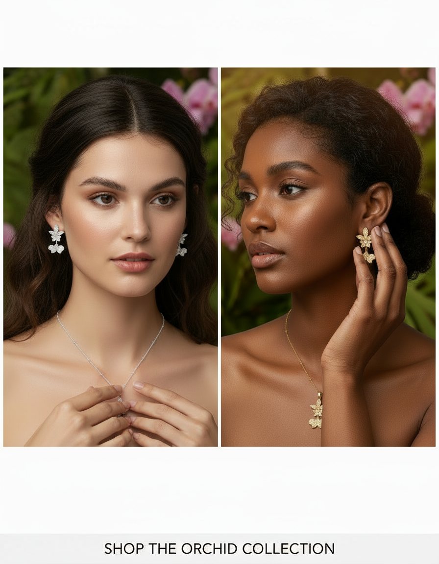 Tolumnia Orchid Pendant with Beaded Adjustable Chain