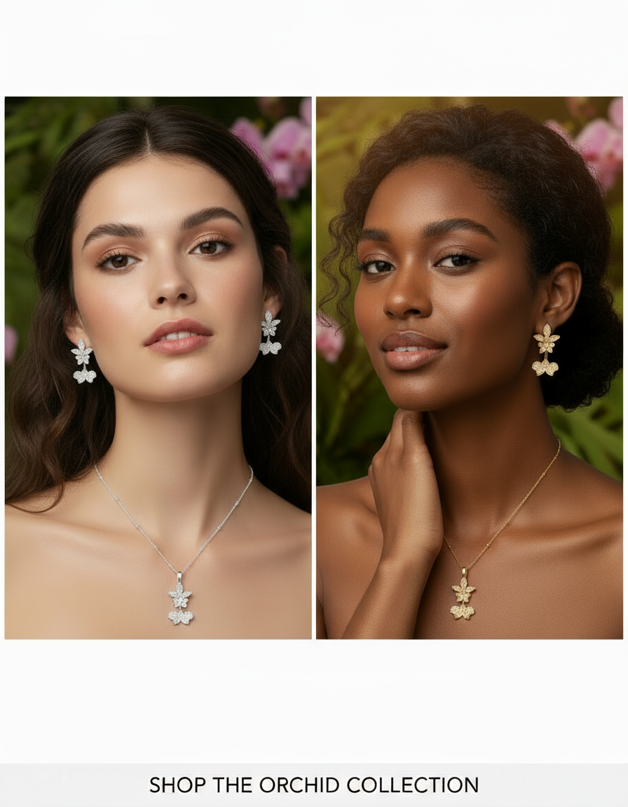 Tolumnia Orchid Pendant with Beaded Adjustable Chain