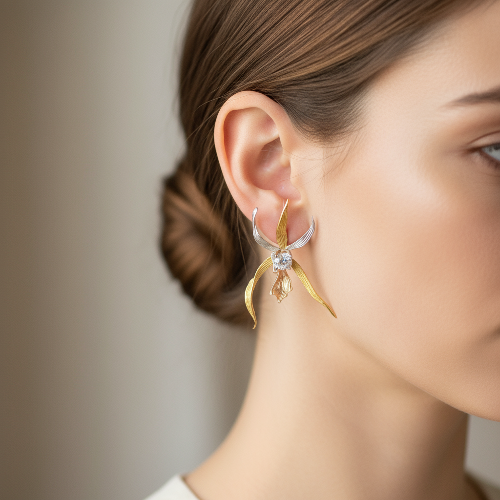 Tri-Color Brassia Orchid Earring Dangle