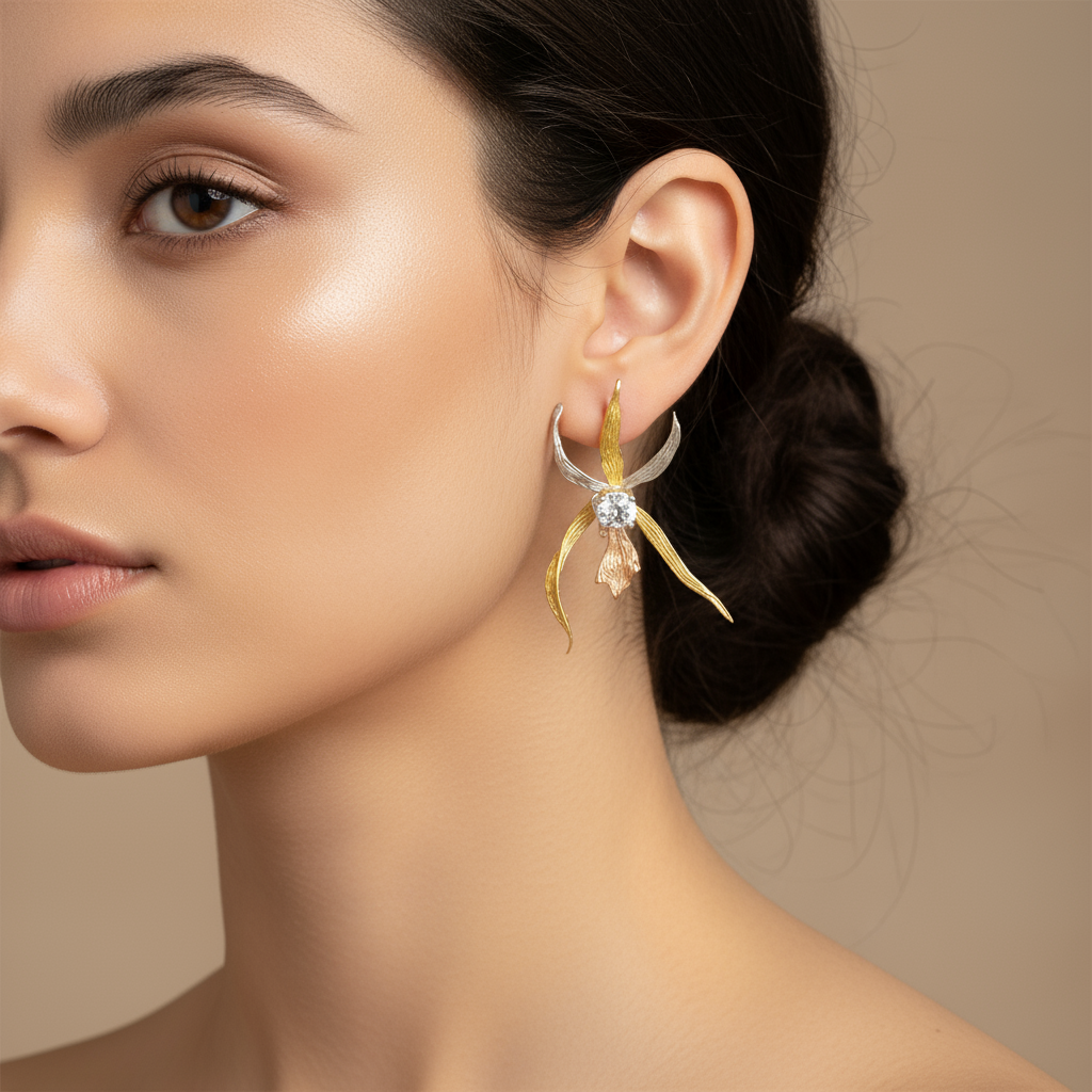 Tri-Color Brassia Orchid Earring Dangle