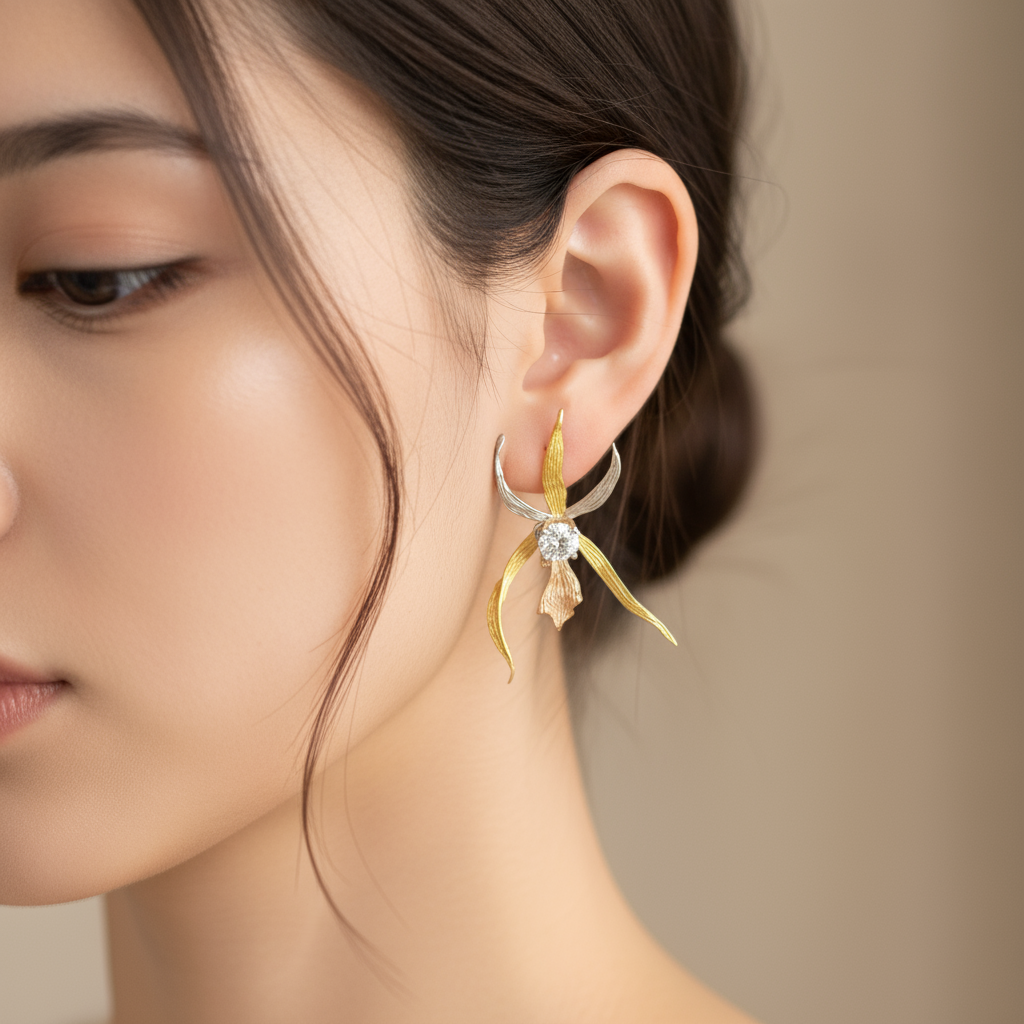 Tri-Color Brassia Orchid Earring Dangle