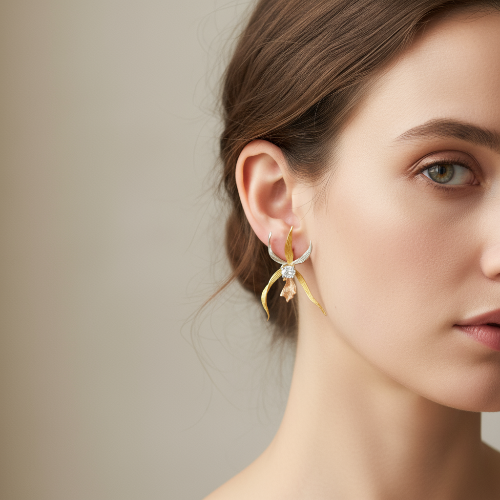 Tri-Color Brassia Orchid Earring Dangle