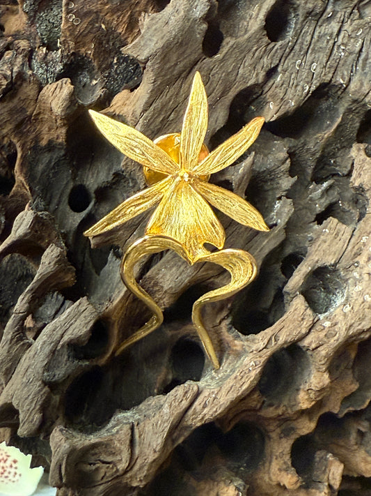 Gold Ghost Orchid Brooch