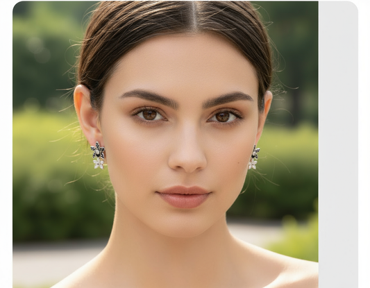 Double Cattleya Orchid Flower Huggie Earrings