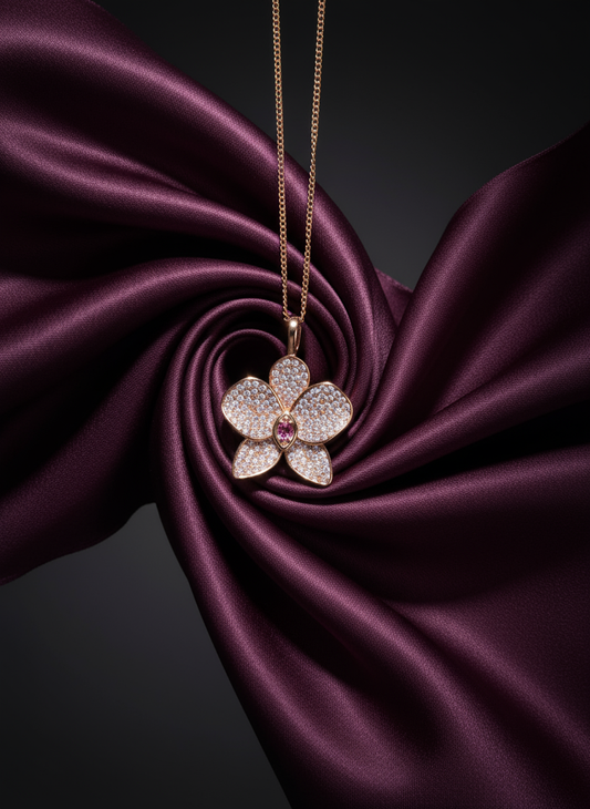 Shimmer me Phalaenopsis Collection • Rose Gold with Pink Zircons Orchid Jewelry