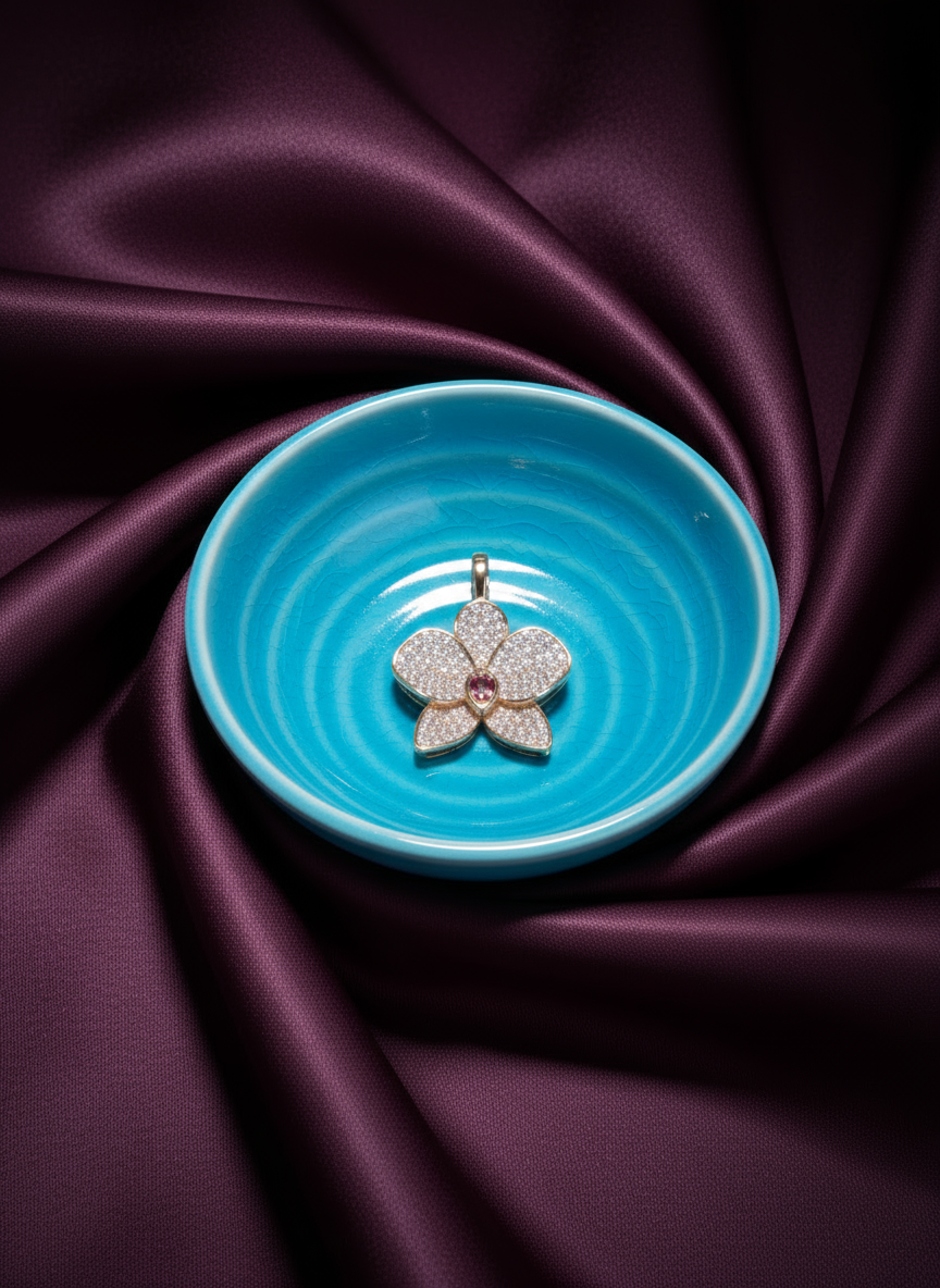 Shimmer me Phalaenopsis Collection • Rose Gold with Pink Zircons Orchid Jewelry