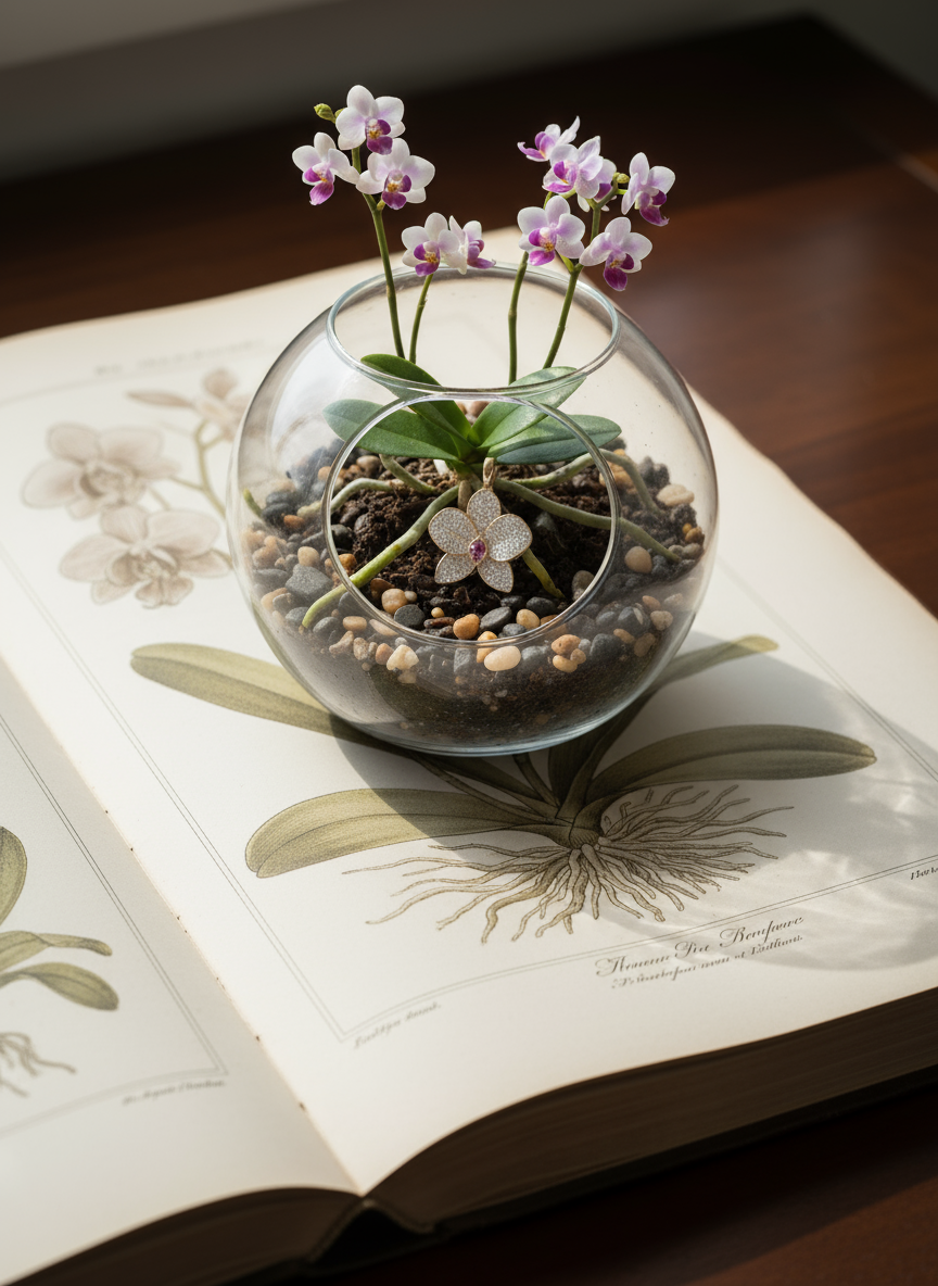 Shimmer me Phalaenopsis Collection • Rose Gold with Pink Zircons Orchid Jewelry