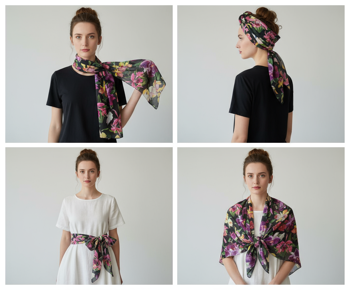 Orchidique Wild Orchid Blooms Scarf