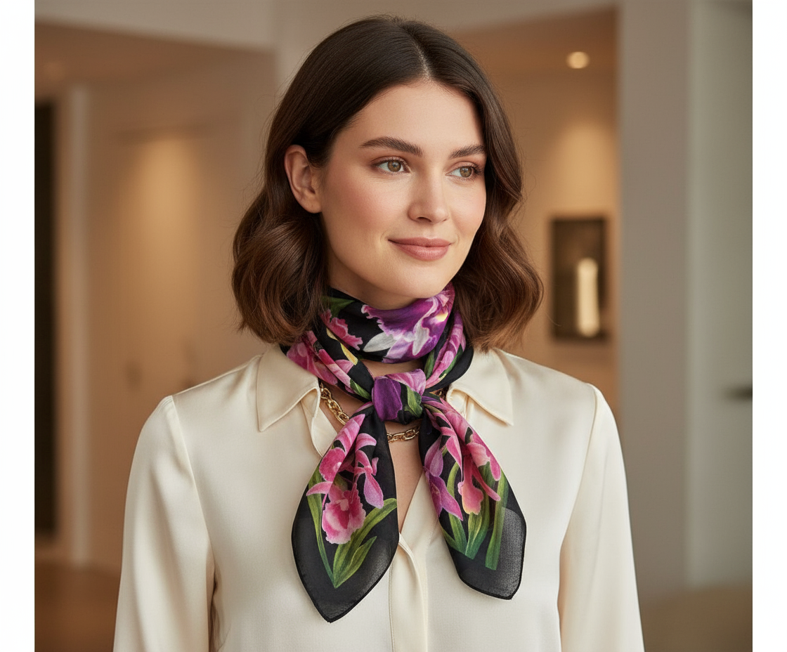 Orchidique Wild Orchid Blooms Scarf