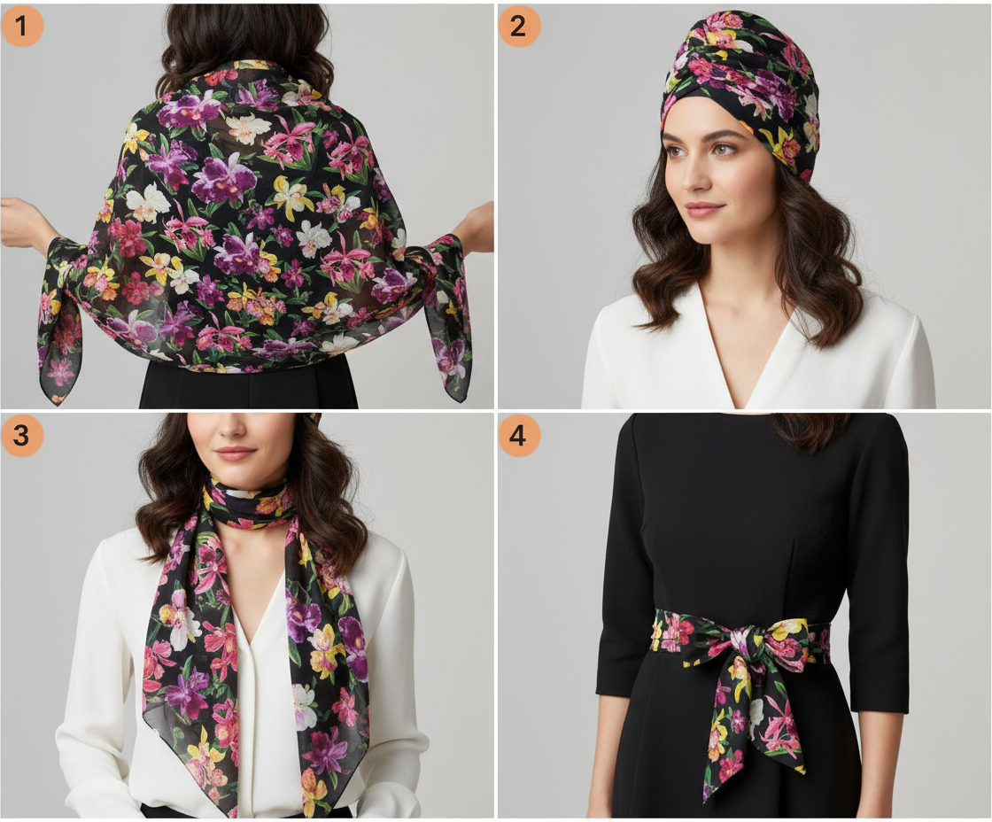 Orchidique Wild Orchid Blooms Scarf