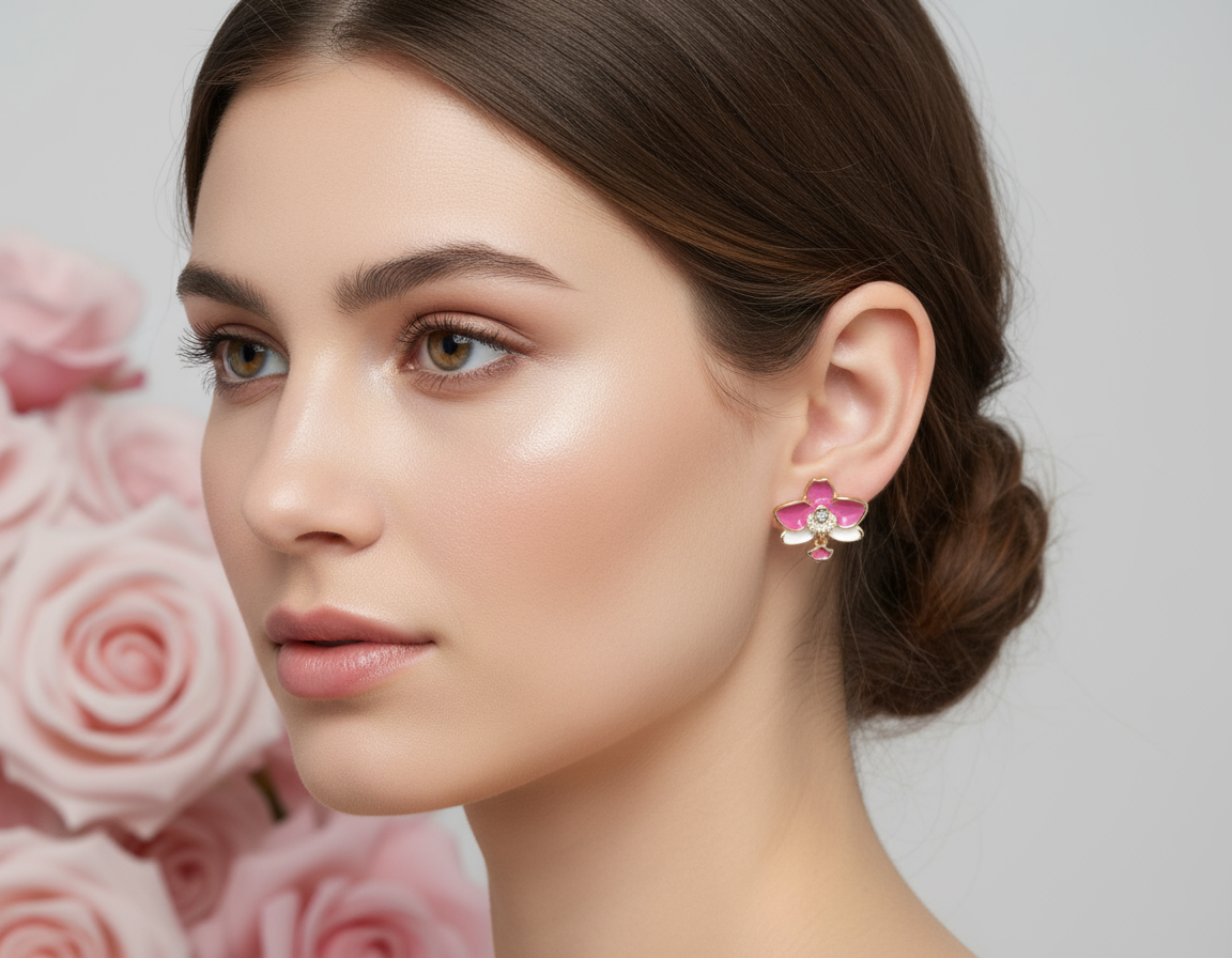 The Phalenopsis Novelty Stud Earrings Collection : Pink