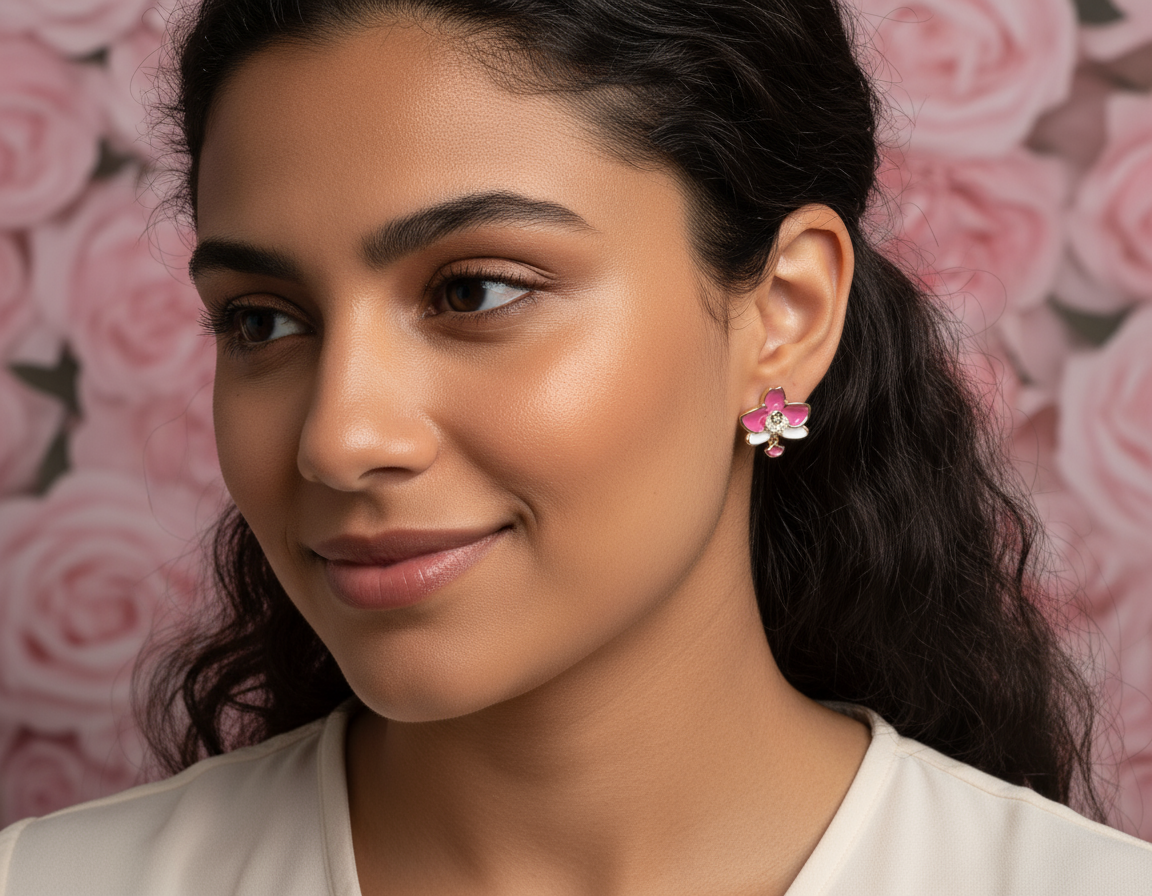 The Phalenopsis Novelty Stud Earrings Collection : Pink