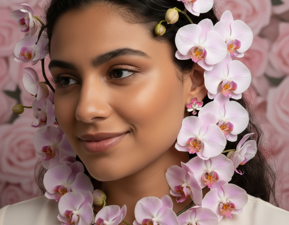 The Phalenopsis Novelty Stud Earrings Collection : Pink