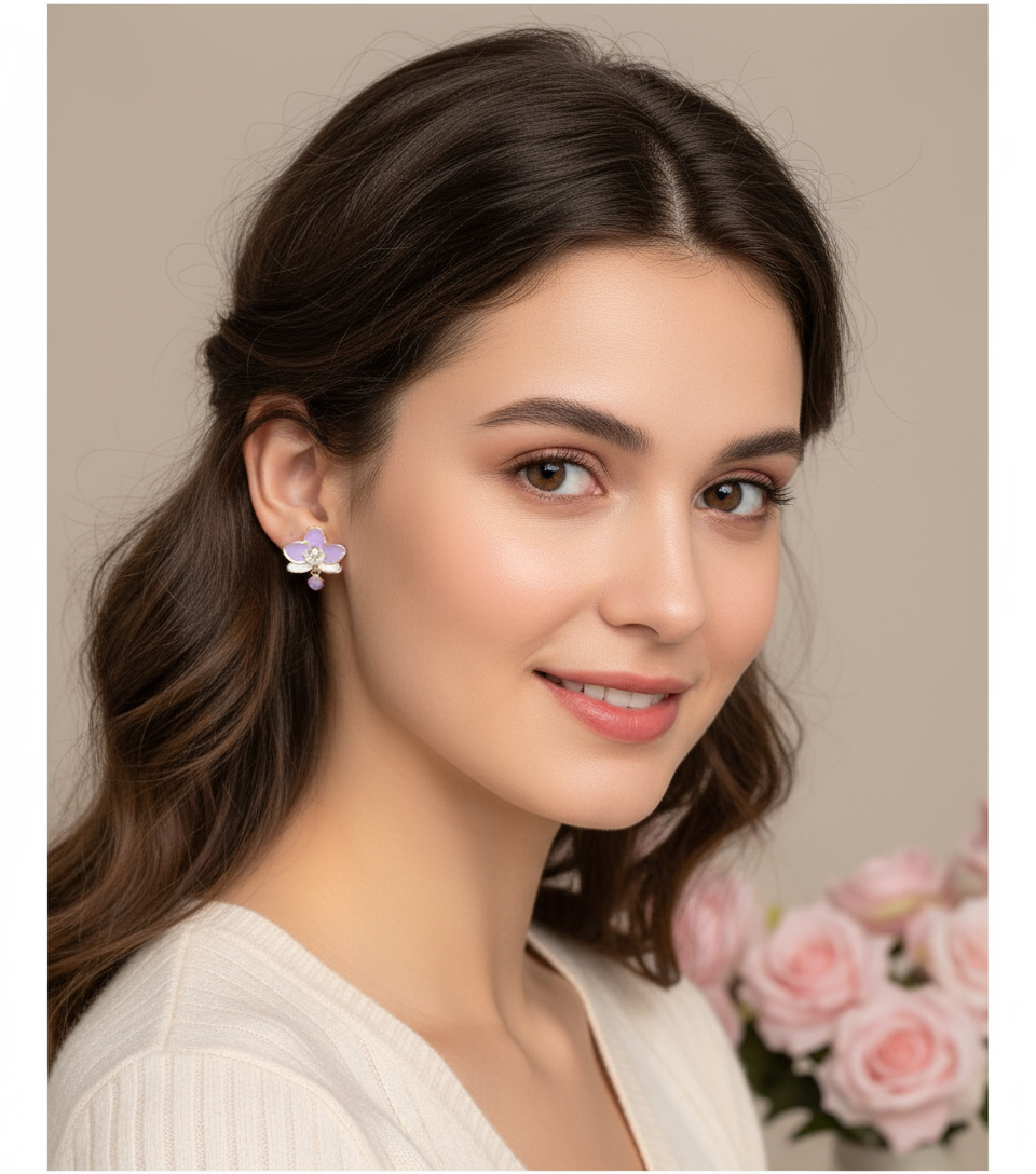The Phalaenopsis Novelty Collection: Purple Phalaenopsis Orchid Stud Earrings - Orchidique