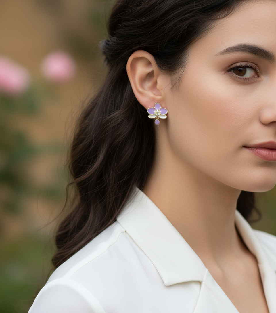 The Phalaenopsis Novelty Collection: Purple Phalaenopsis Orchid Stud Earrings - Orchidique