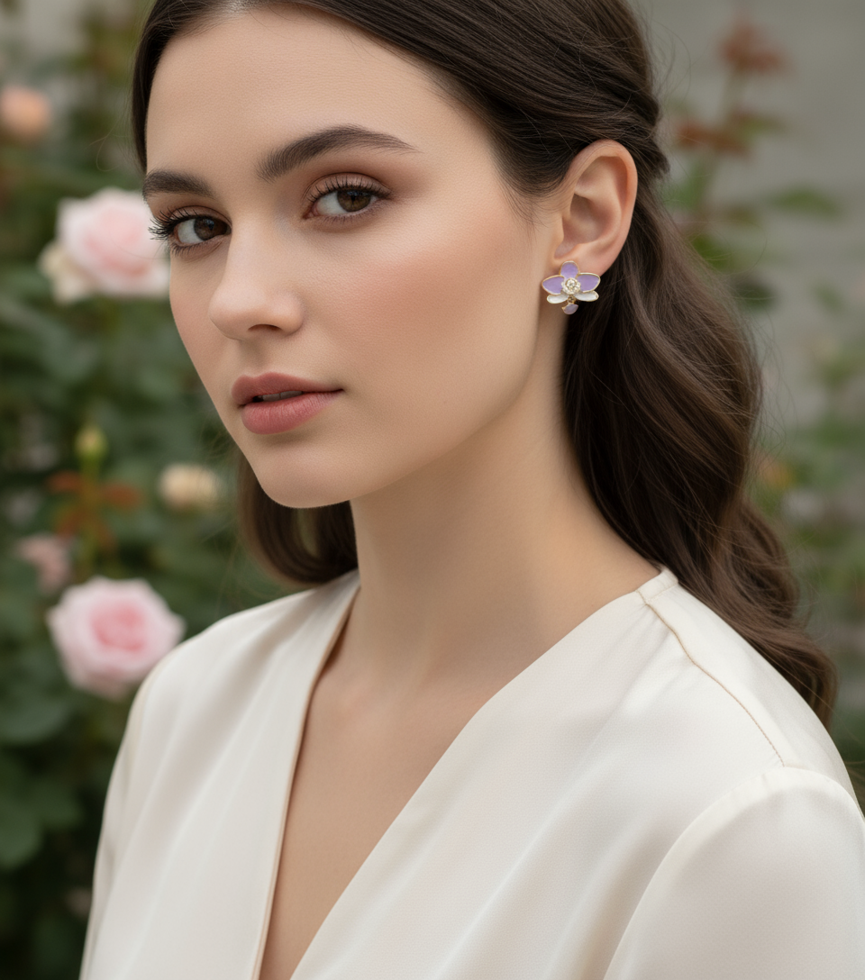 The Phalaenopsis Novelty Collection: Purple Phalaenopsis Orchid Stud Earrings - Orchidique