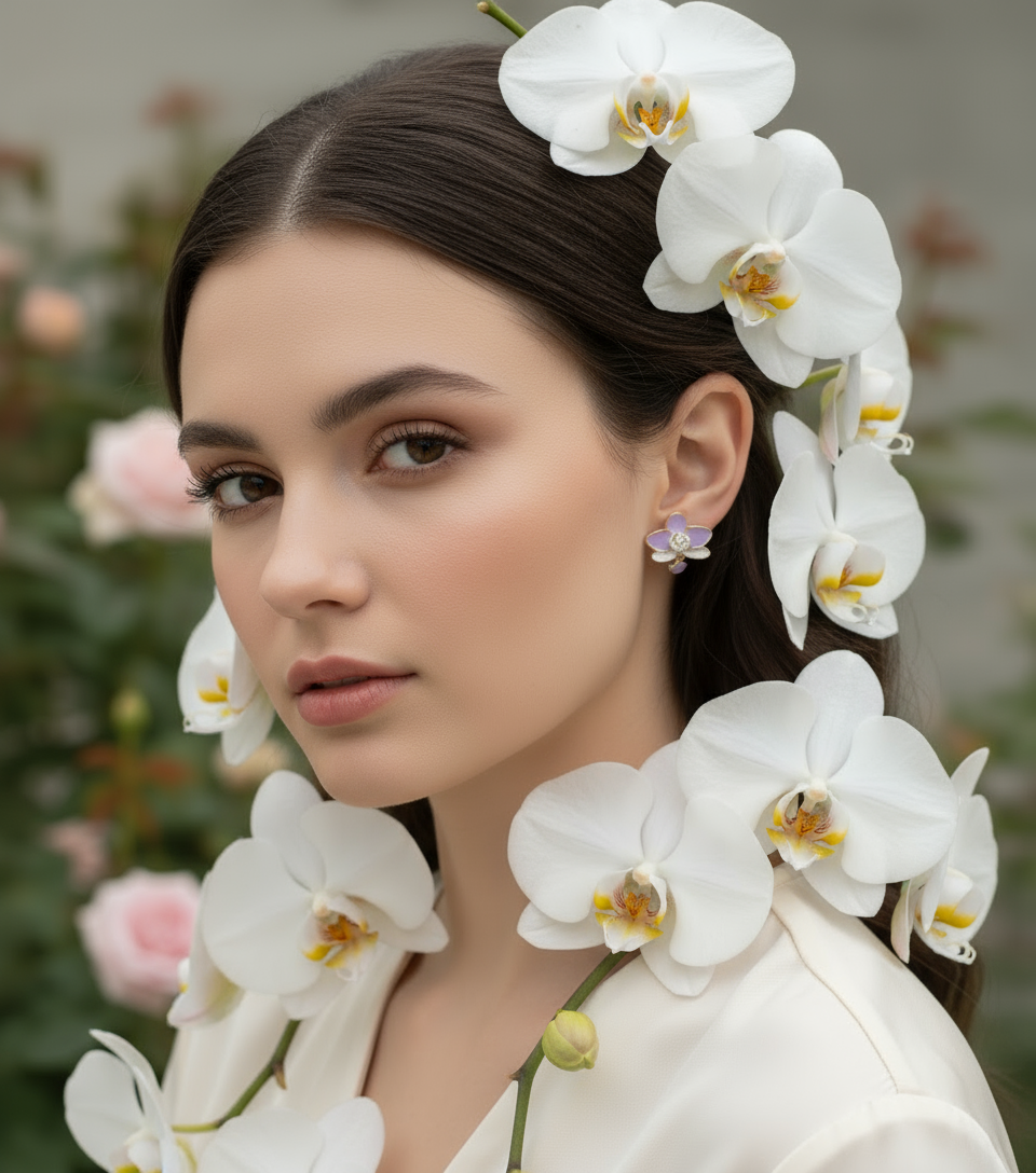 The Phalaenopsis Novelty Collection: Purple Phalaenopsis Orchid Stud Earrings - Orchidique