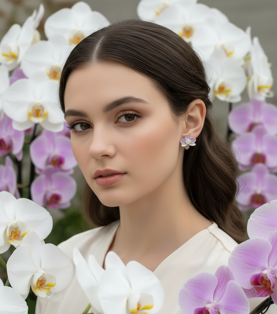 The Phalaenopsis Novelty Collection: Purple Phalaenopsis Orchid Stud Earrings - Orchidique