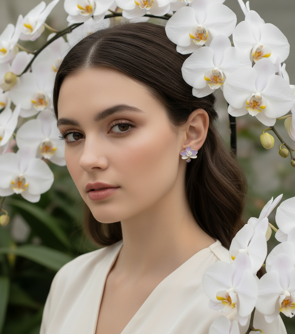 The Phalaenopsis Novelty Collection: Purple Phalaenopsis Orchid Stud Earrings - Orchidique