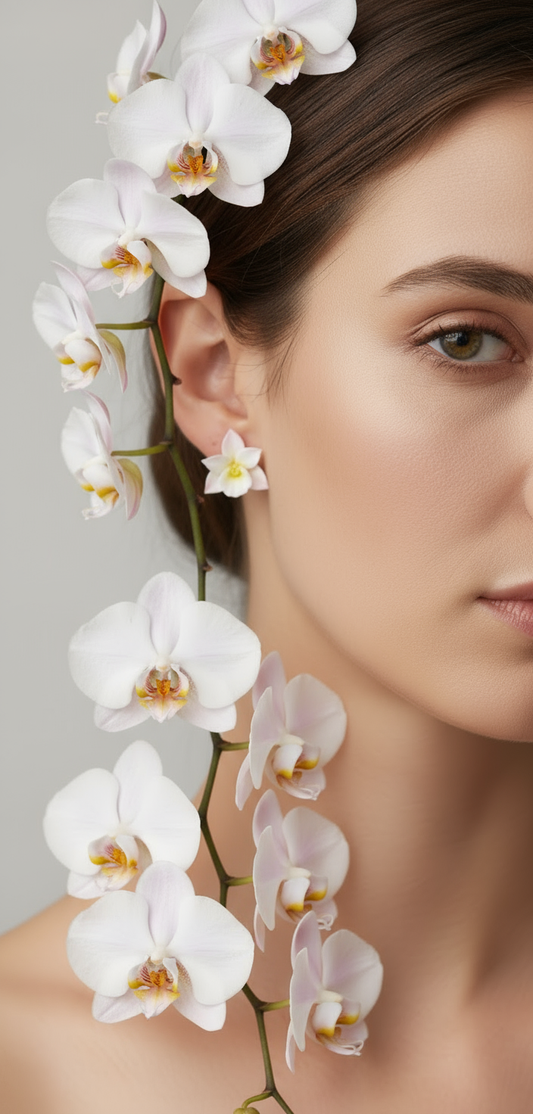 Whimsical Handmade Collection: White & Yellow Cattleya Orchid Stud Earrings