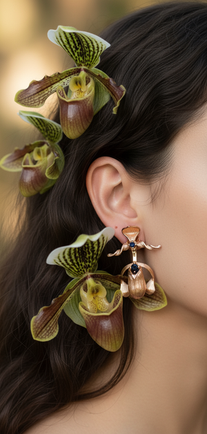 Lady Slipper Orchid Necklace or Studs — Orchidique view 1