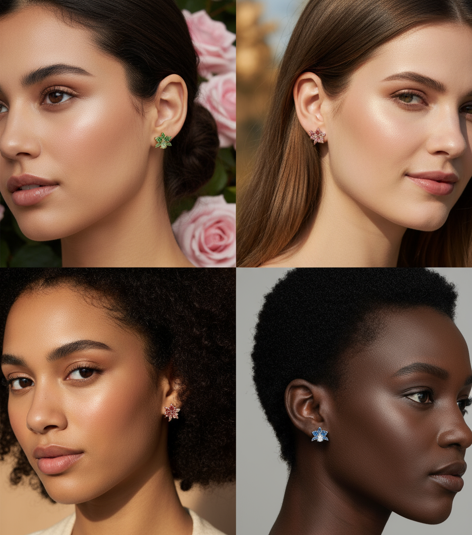 Shimmer Me Cattleya Huggie Stud • Blue Saphire Cattleya Earrings