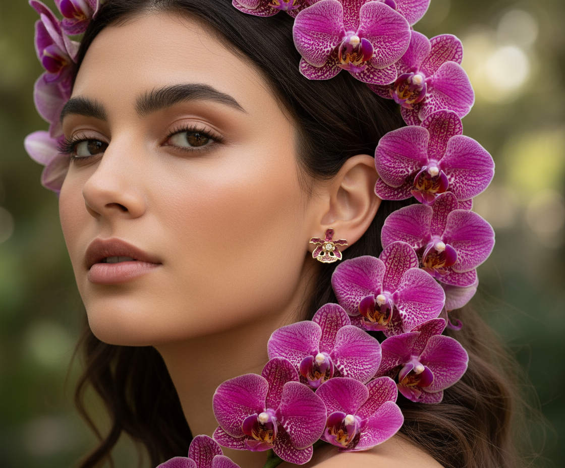 My Martin Collection: Pink Spotted Cattleya Orchid Earrings