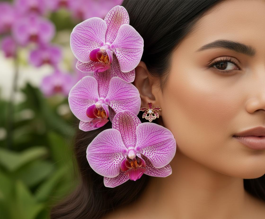 My Martin Collection: Pink Spotted Cattleya Orchid Earrings