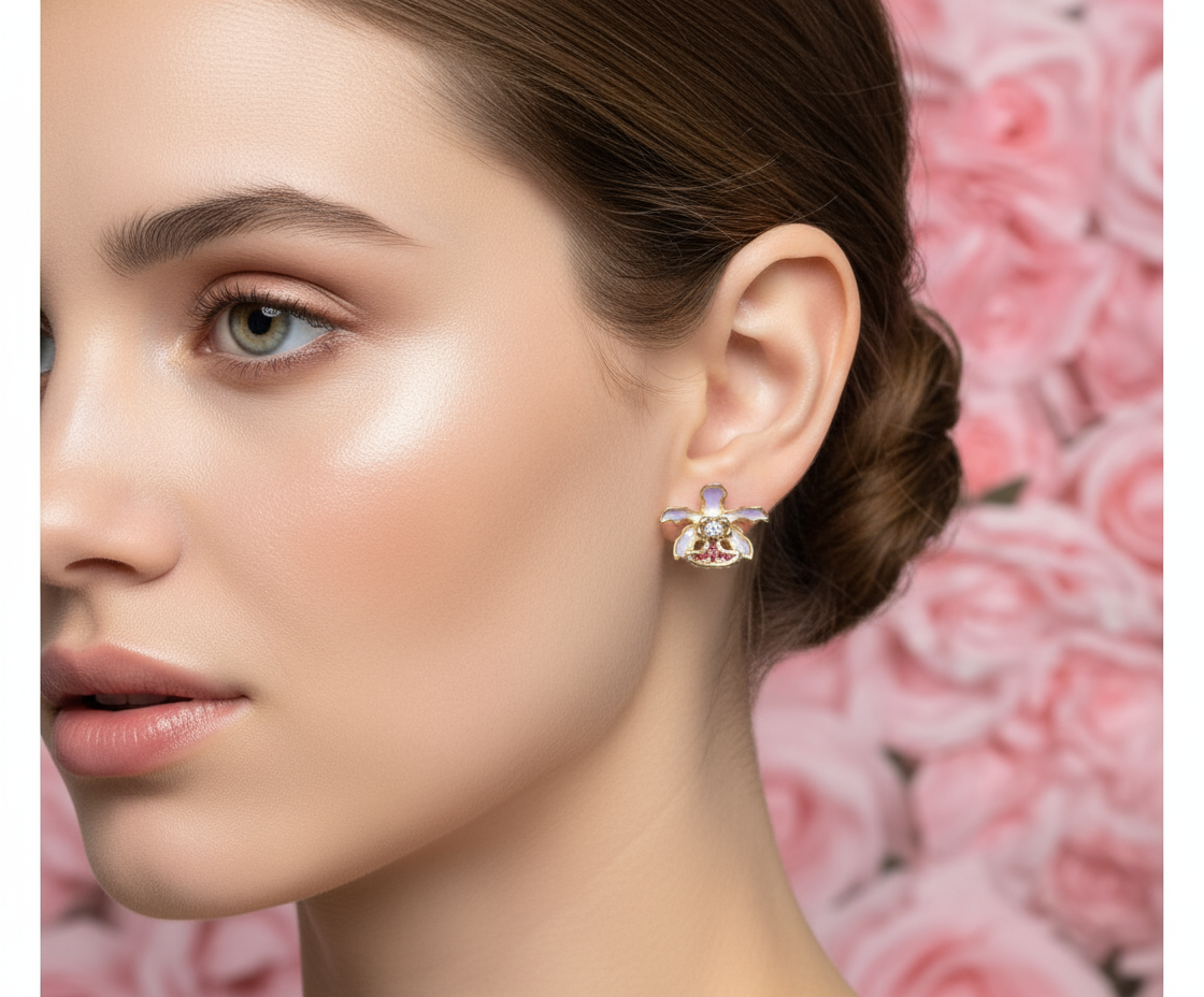 The Phalaenopsis Novelty Collection: Purple Phalaenopsis Orchid Stud Earrings - Orchidique