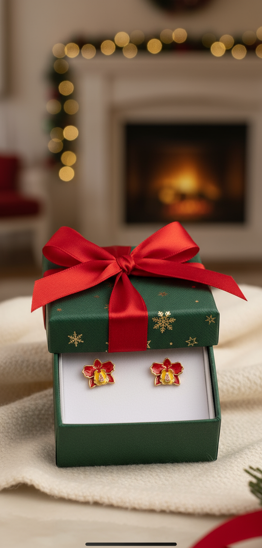 The Potinara Collection: Red Cattleya Orchid Earrings