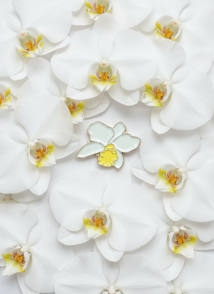 Mini Cattleya Luddy inspired Orchid Flower Enamel Pin