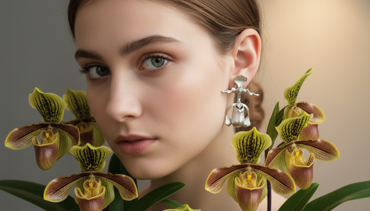 Lady Slipper Collection: Paphiopedilum White Gold Orchid Jewelry