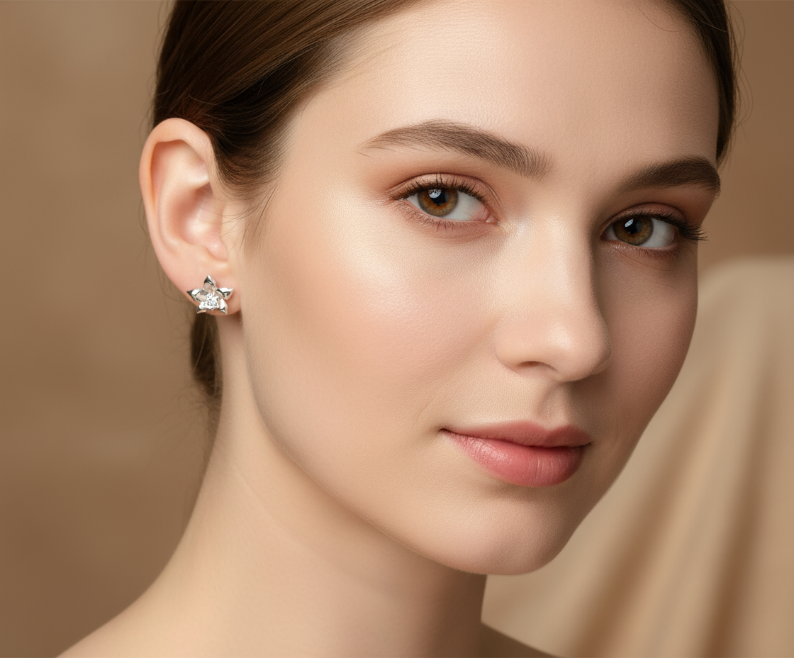 Aloha White Gold Plated Orchid Earrings