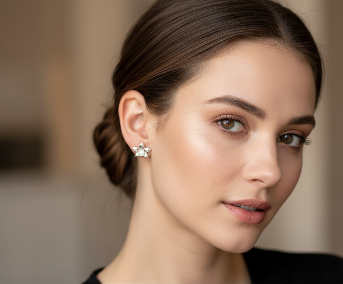 Aloha White Gold Plated Orchid Earrings