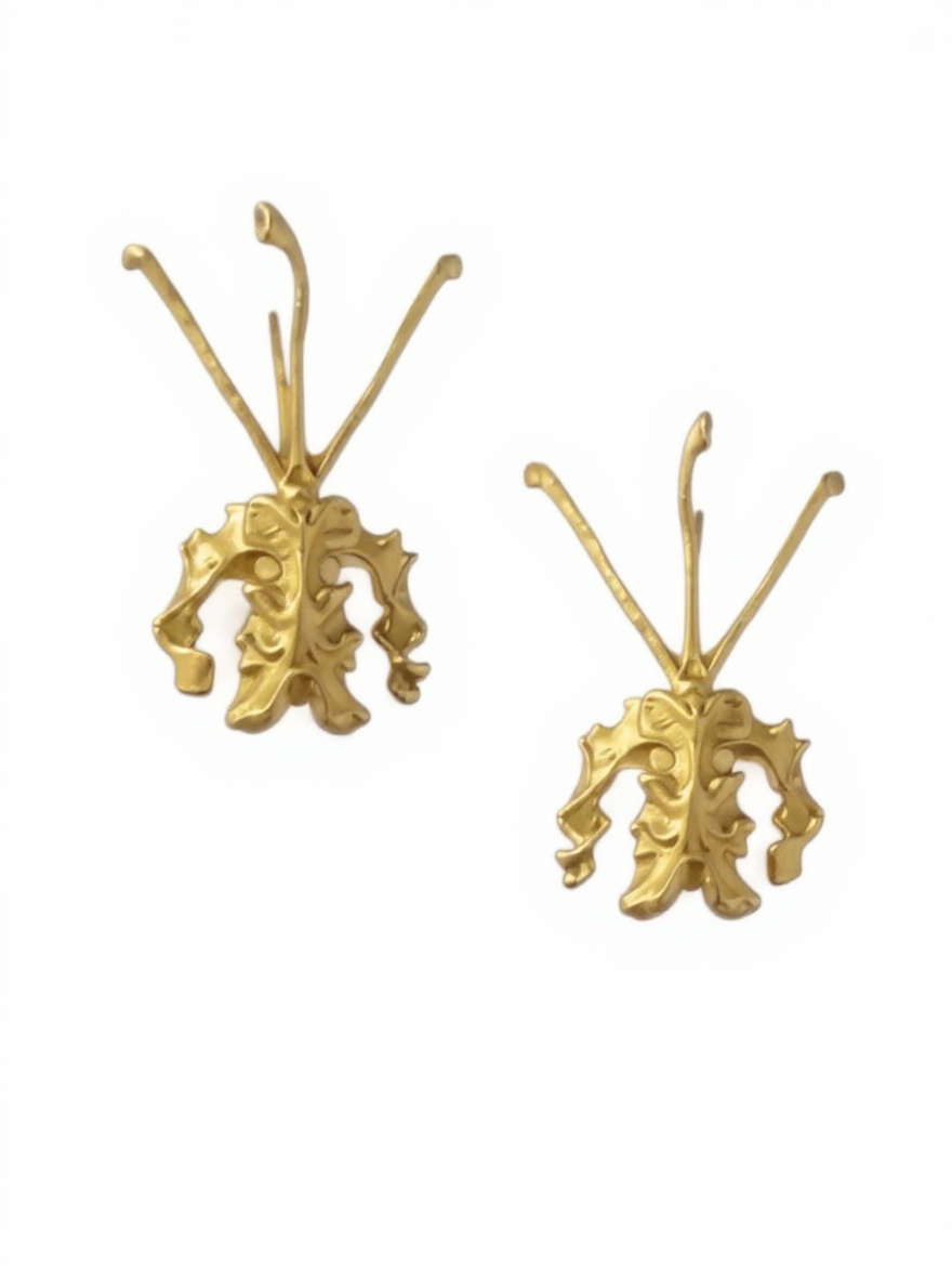 La Mariposa: Orchid Flower Dangle Earrings or Gold Plated • Psychopsis Earrings