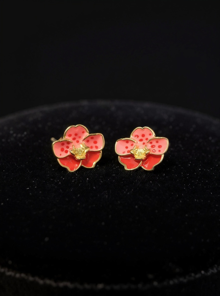 Pink Magic Vanda: Sterling Silver Vanda Orchid Flower Earrings