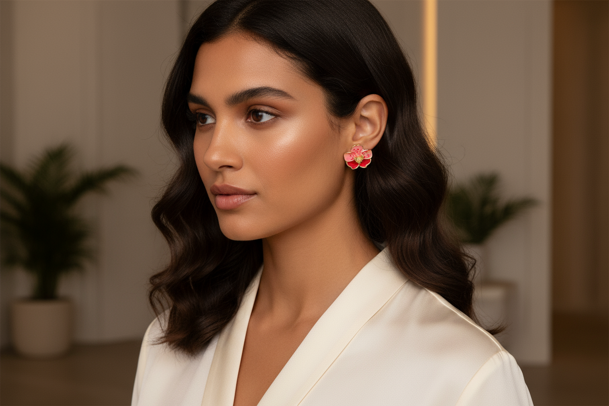 Pink Magic Vanda: Sterling Silver Vanda Orchid Flower Earrings