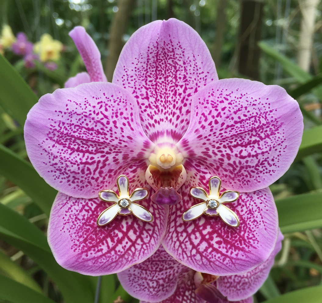 Luzonica Inspired Vanda Orchid Stud Earrings