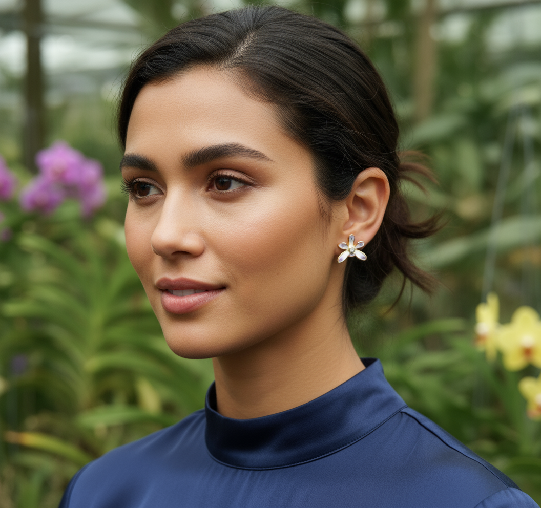 Luzonica Inspired Vanda Orchid Stud Earrings