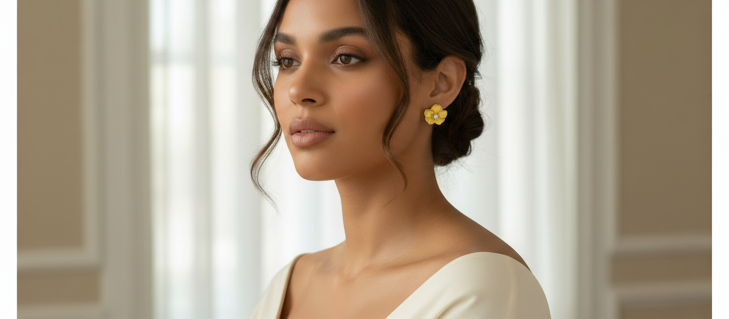 Vanda Dotted Delights: Yellow Marly Vanda Studs