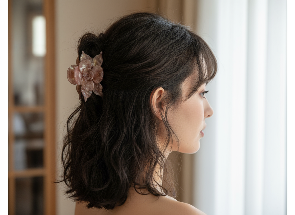 Rosegold Mini Orchid Hair Claw Clip