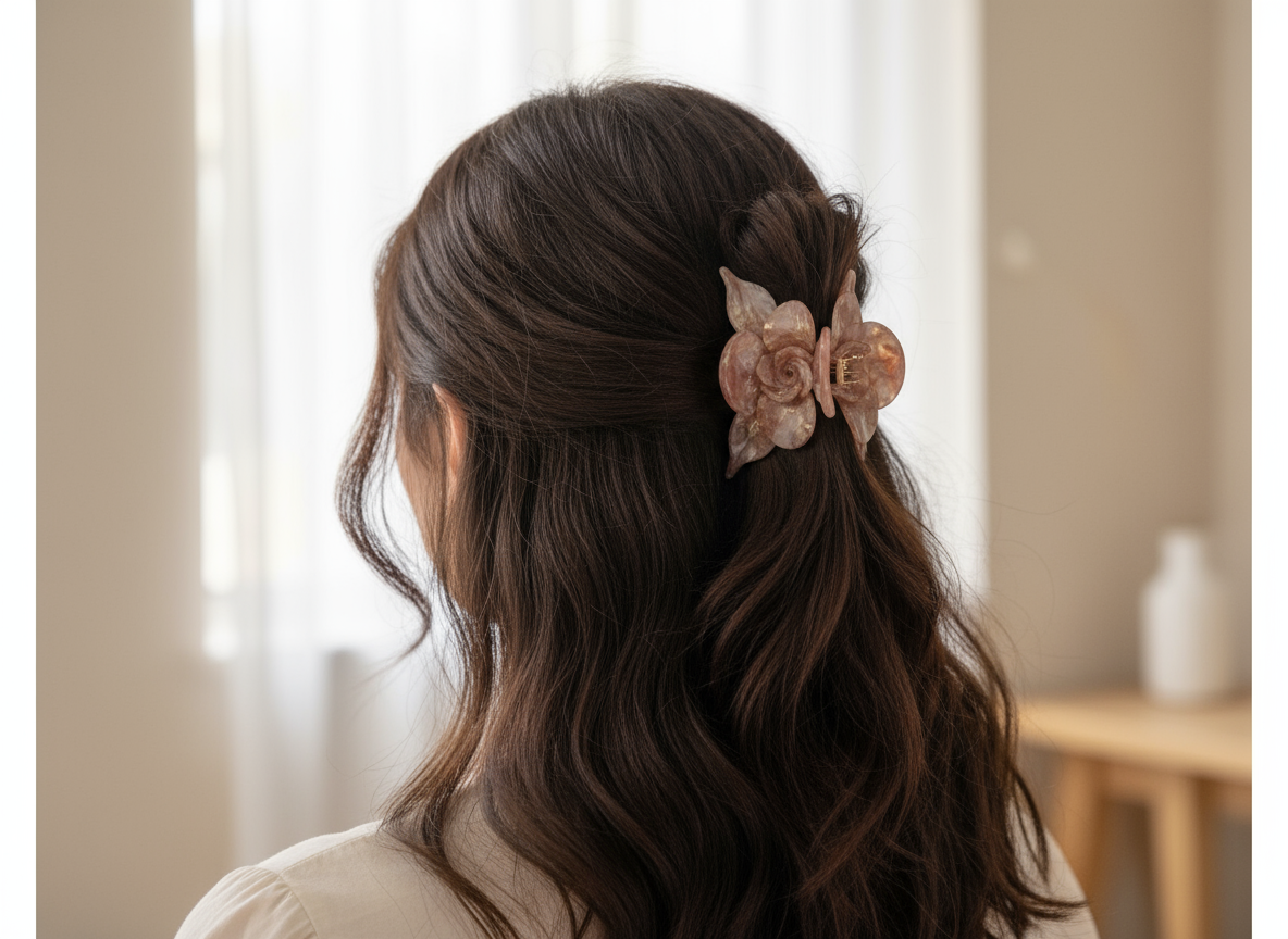 Rosegold Mini Orchid Hair Claw Clip